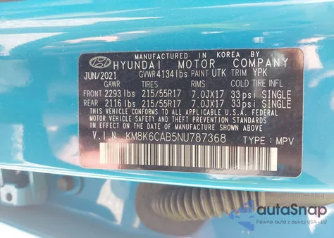 2022 Hyundai Kona Sel из США, поврежденный, VIN KM8K6CAB5NU787368